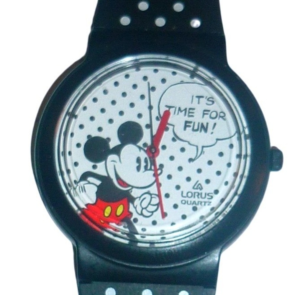 Lorus Mickey Mouse Watch Unisex Black Polka Dot V515-6S10 Quartz Working